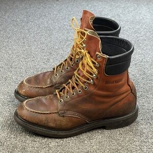 Vintage Red Wing 404 SuperSole Moc Toe Work Boots Brown Leather USA Mens USA